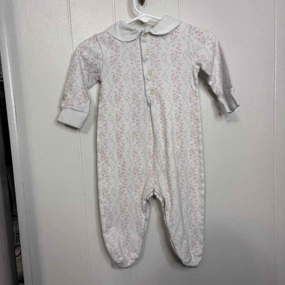 Vintage Y2K Ralph Lauren Ditsy Floral Footie Romper Baby Girl 3-6 Months‎ Cotton